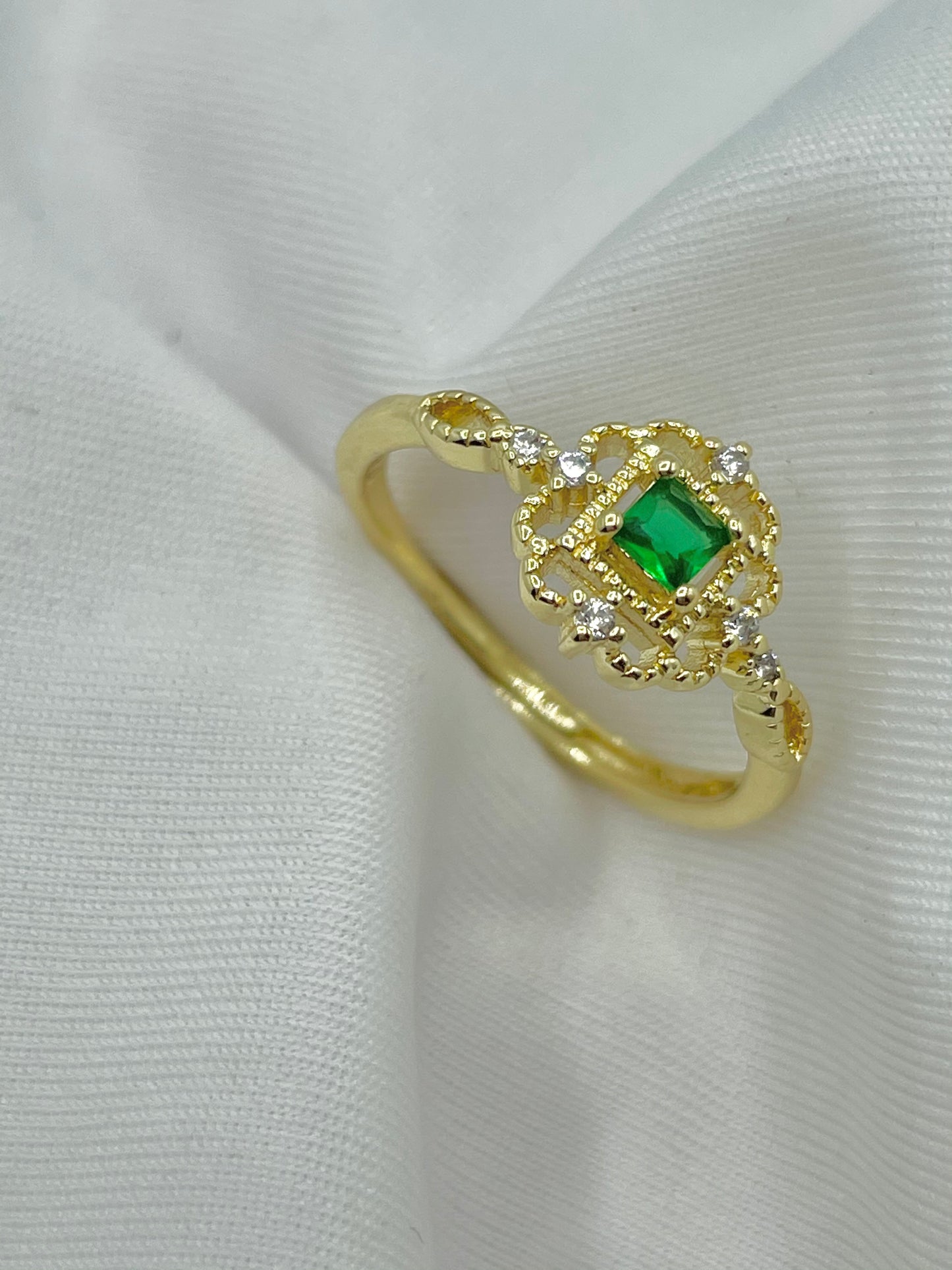 S925 Vintage Emerald Ring