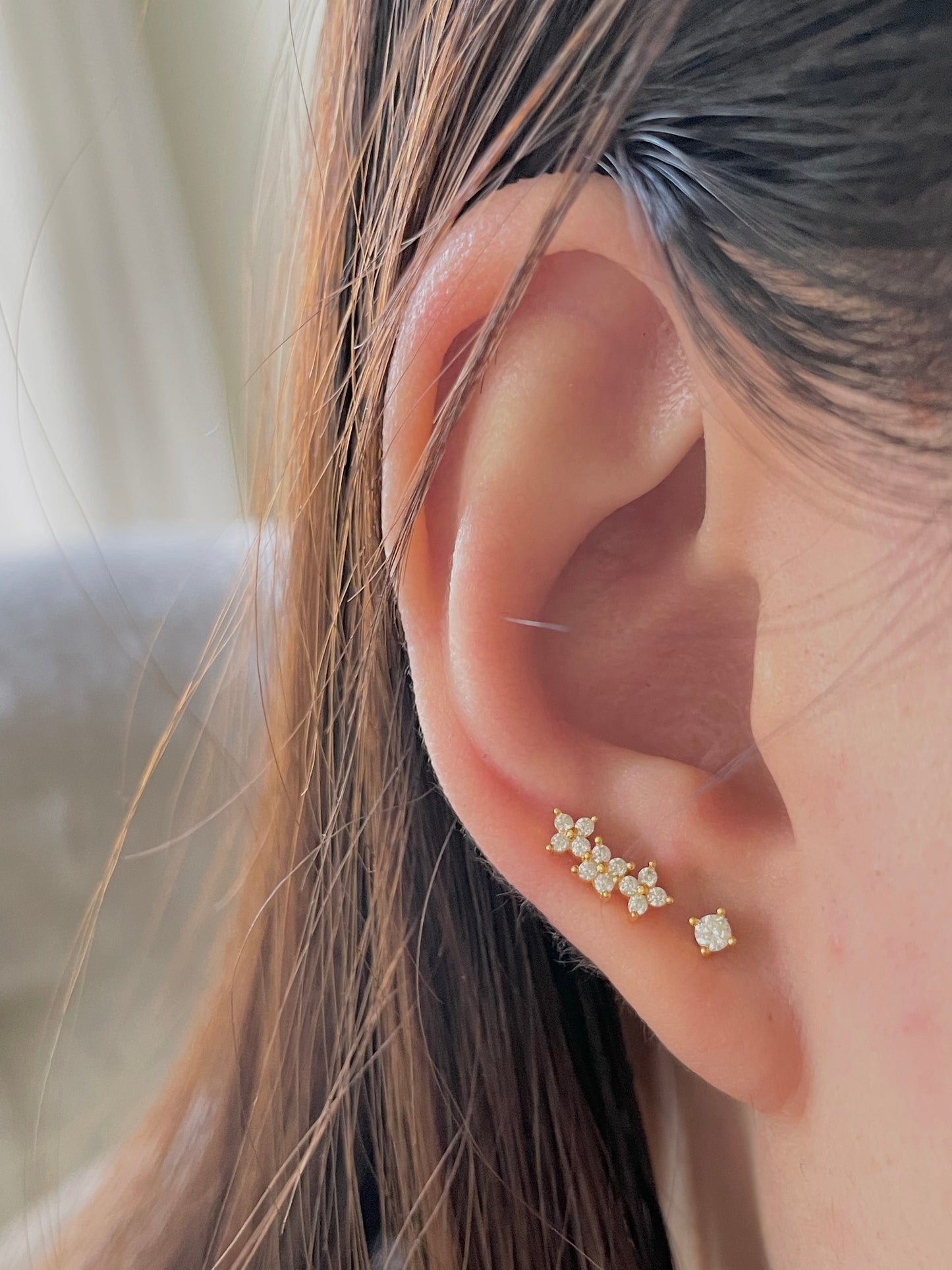 S925 Triad Flower Ball-back Stud