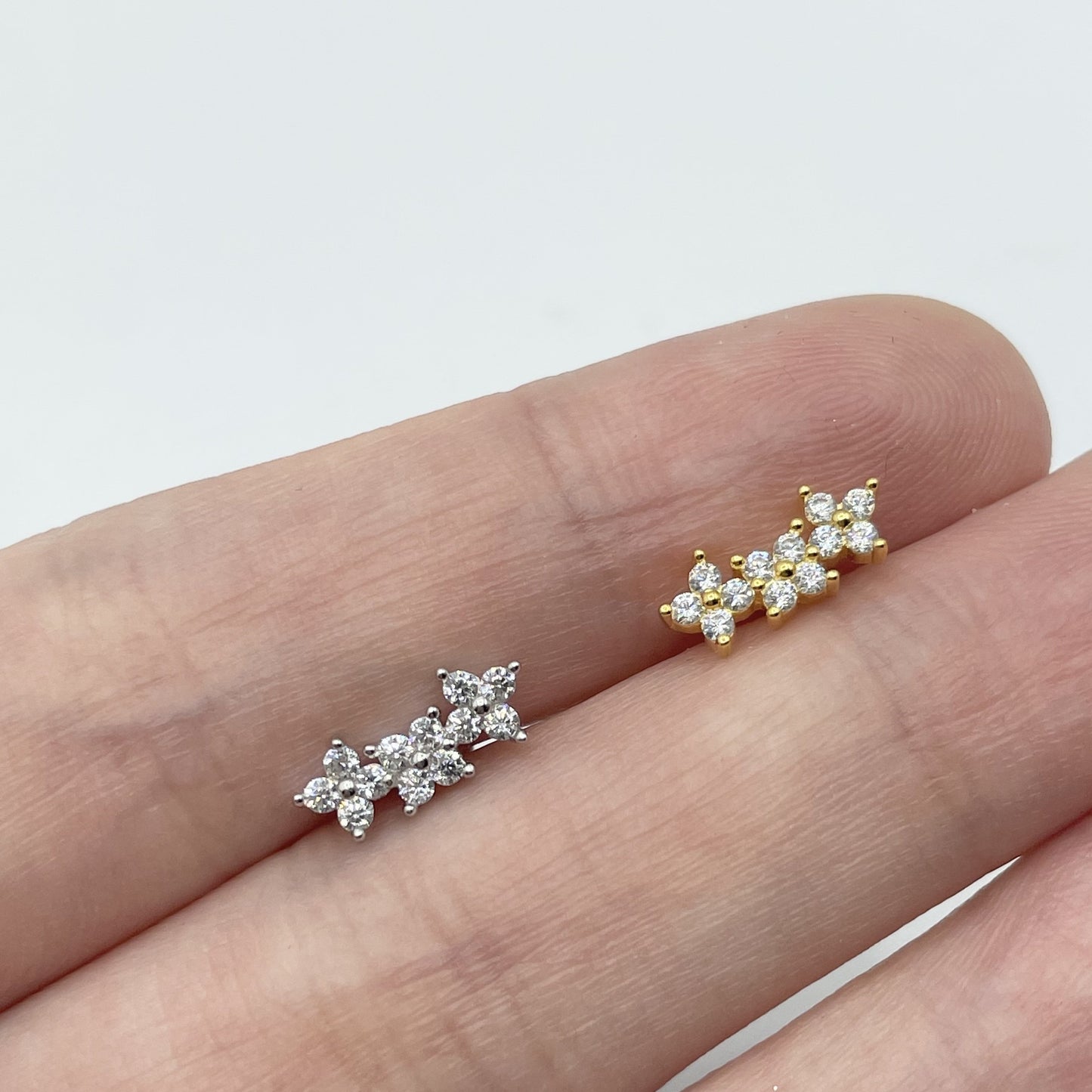 S925 Triad Flower Ball-back Stud