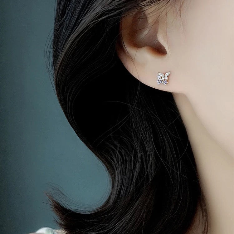 S925 Lavender Butterfly Studs