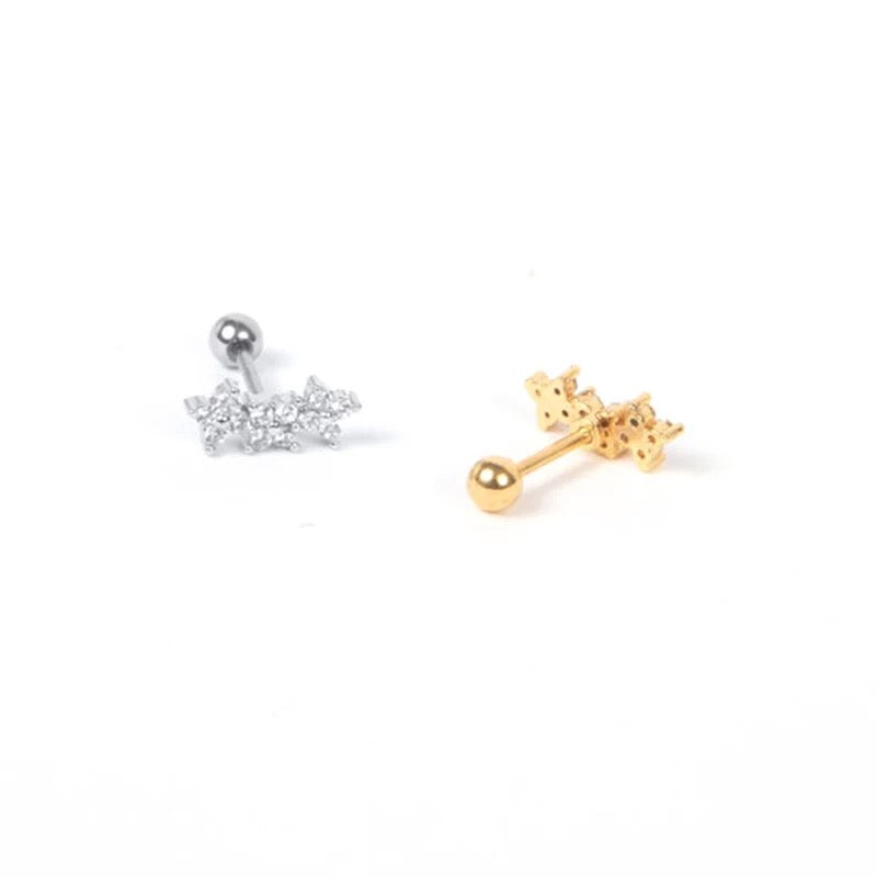 S925 Triad Flower Ball-back Stud