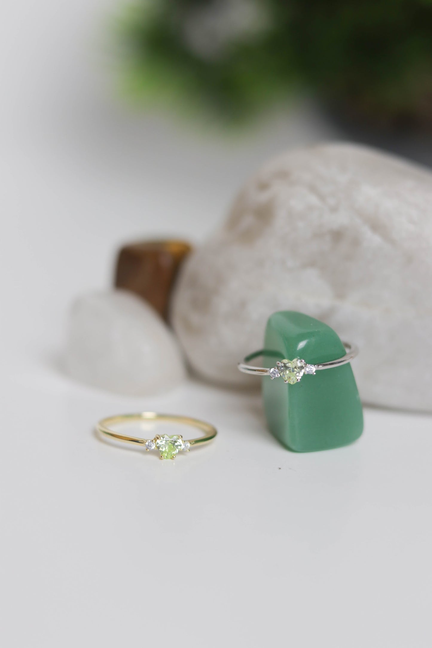 S925 Vermeil Dainty Stackable Peridot Ring