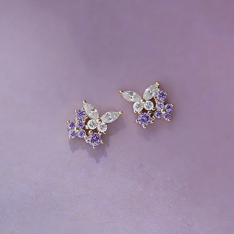 S925 Lavender Butterfly Studs