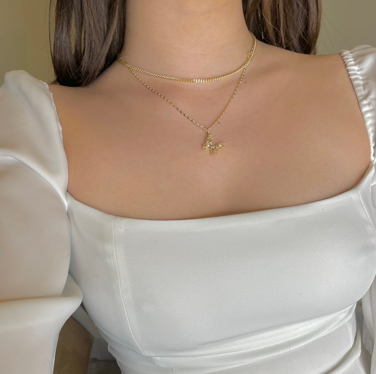 14k Eva Butterfly Pendant Necklace