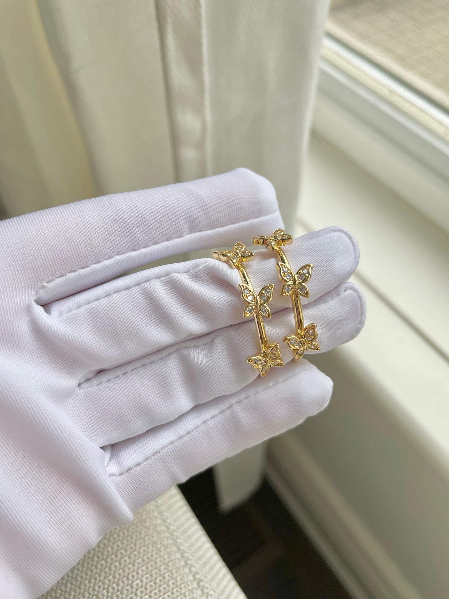 14k Trio-Butterfly Hoops