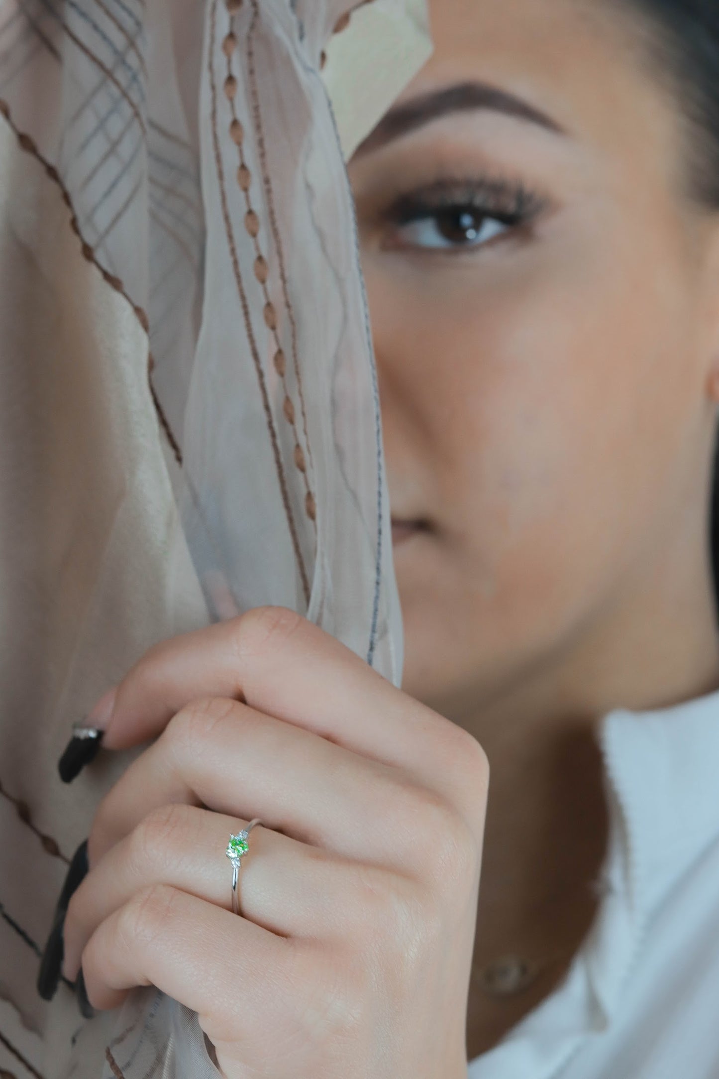 S925 Vermeil Dainty Stackable Peridot Ring