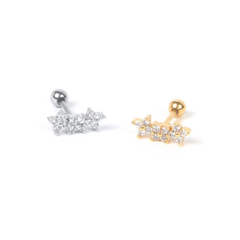 S925 Triad Flower Ball-back Stud