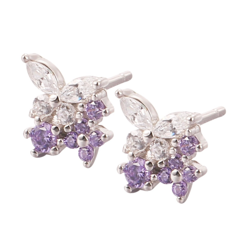 S925 Lavender Butterfly Studs