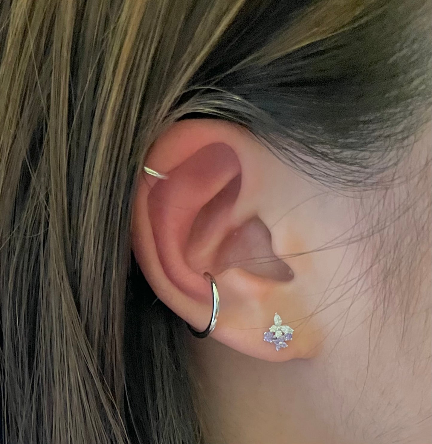 S925 Lavender Butterfly Studs