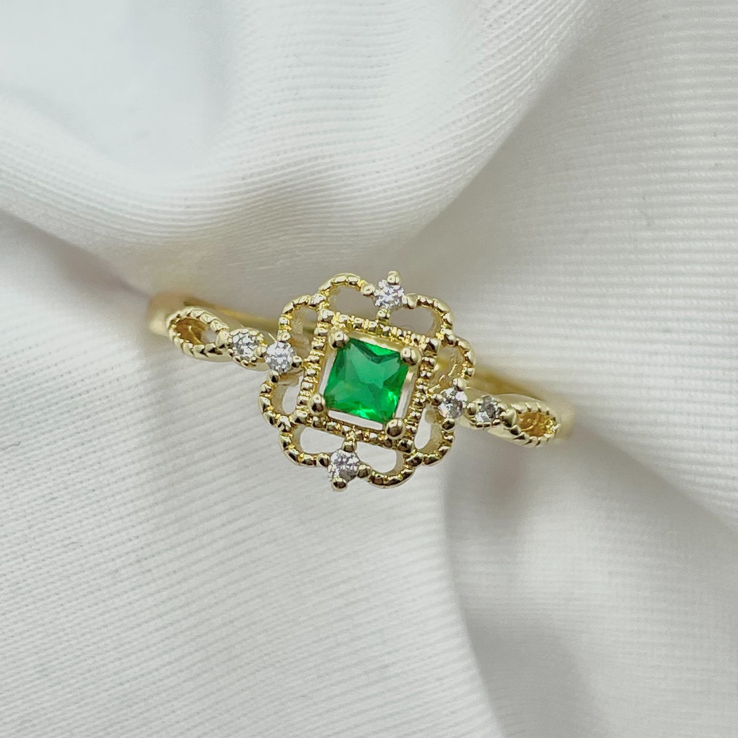 S925 Vintage Emerald Ring