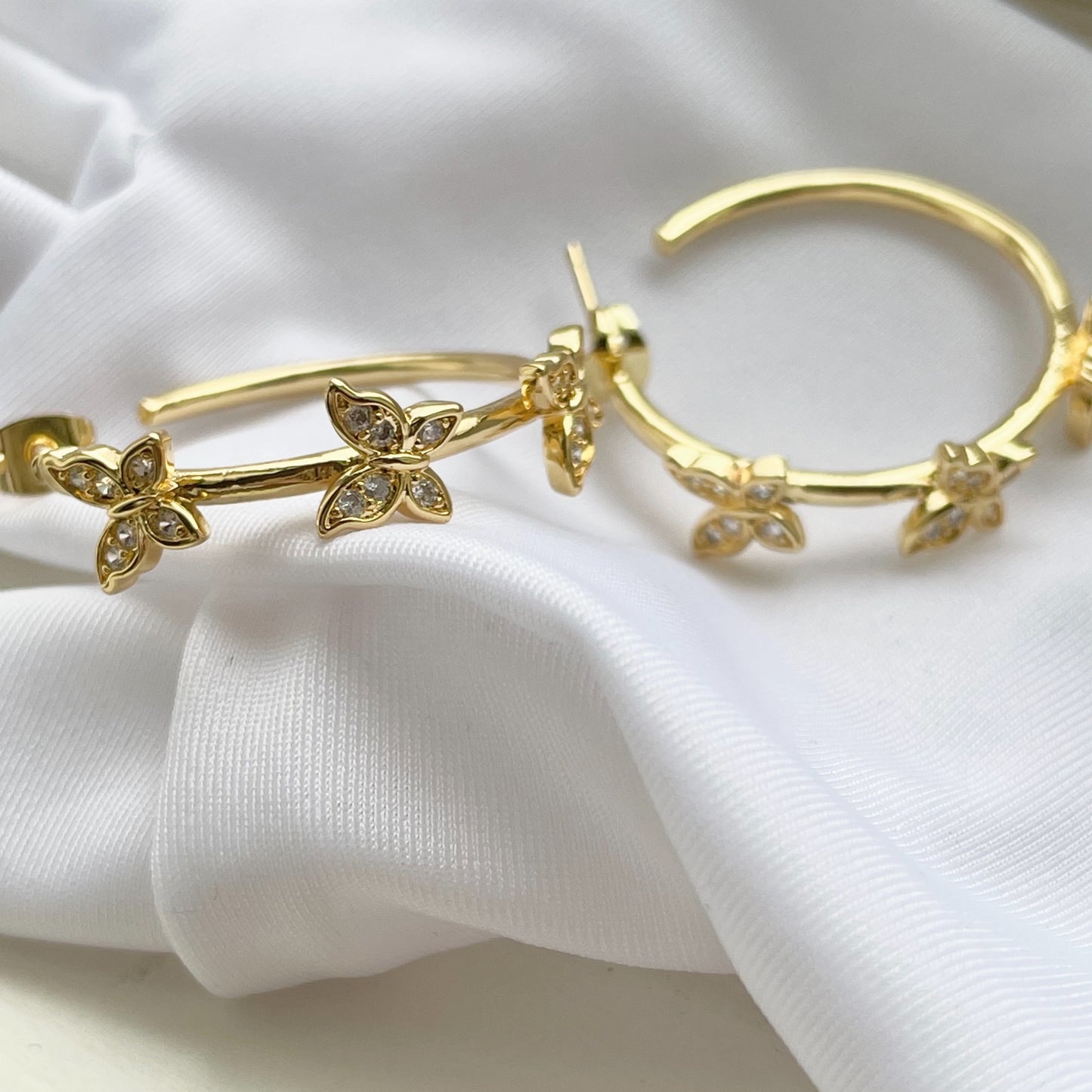 14k Trio-Butterfly Hoops