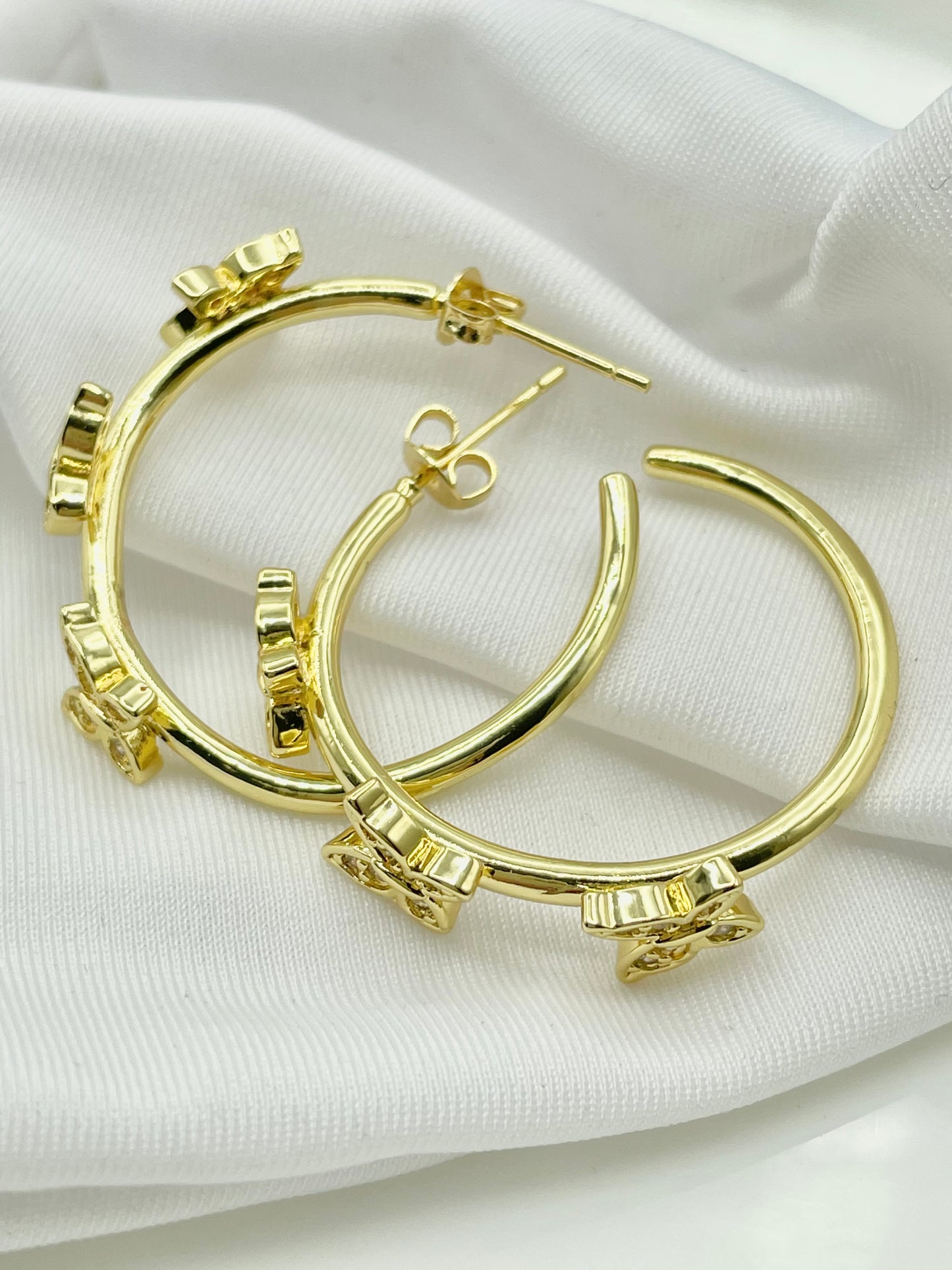 14k Trio-Butterfly Hoops